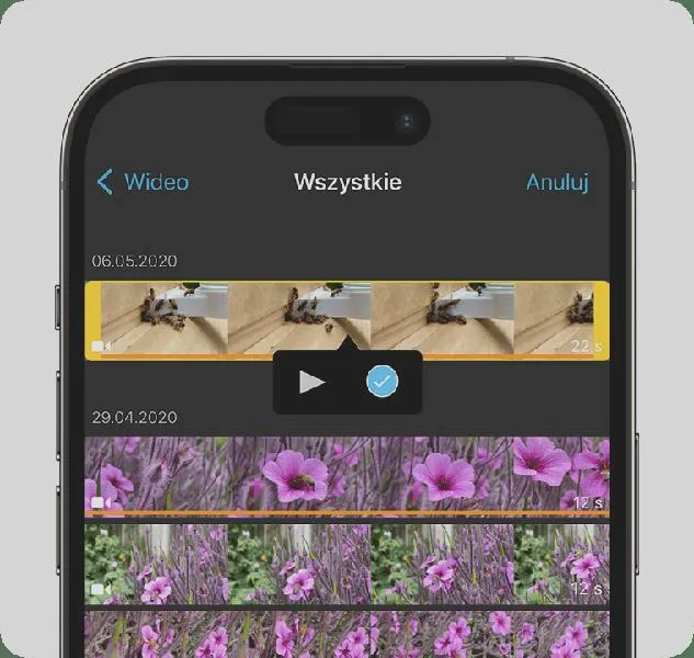 Łączenie filmów na iPhone