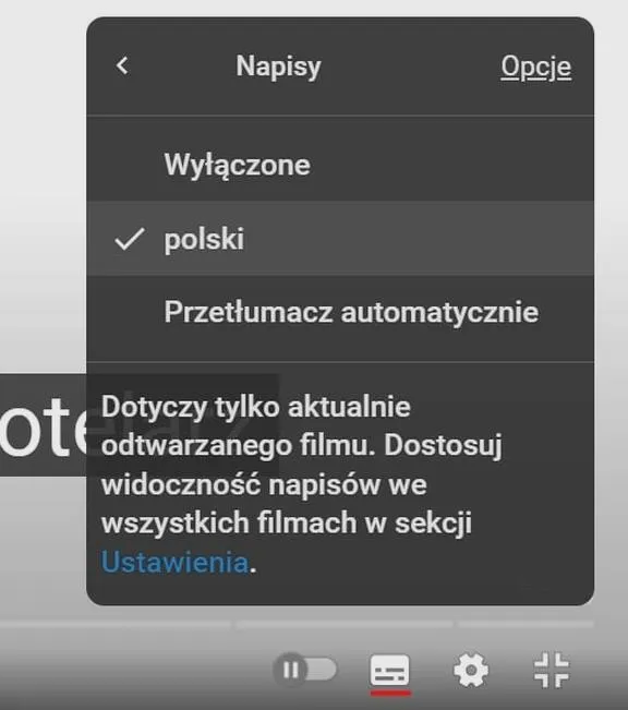 Ustawienia językowe YouTube